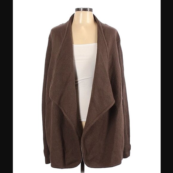 Vince Jacket Size L Thick Wool Open Front Brown Sugar Warm Cozy Neutral Earth - Picture 4 of 15